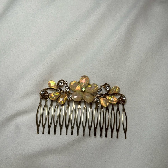 Vintage Gold French Hair Side Comb Clip With Teeth Flowers - Picture 2 of 8